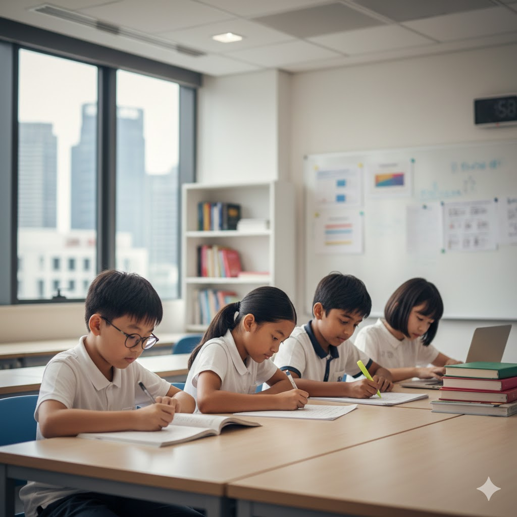Students studying in small groups