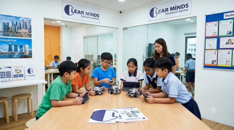 Small group tuition class for primary school students at a centre in Singapore
